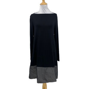 XD Xenia Design Tunic Womens M Medium Black Lagenlook Long Sleeve Bateau Top
